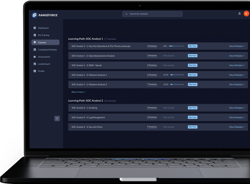 RangeForce Admin Dashboard on laptop